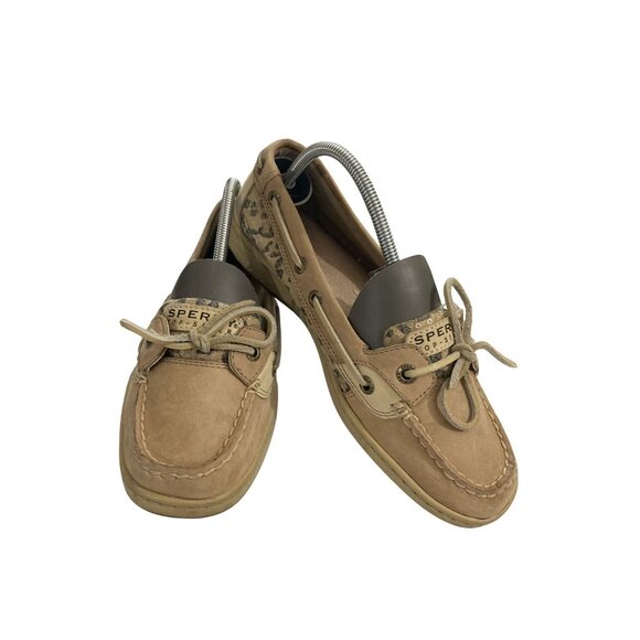 Sperry Top-Sider Women's size 7.5M Tan Leopard Leather Casual Loafers Boat Shoes - Picture 1 of 8